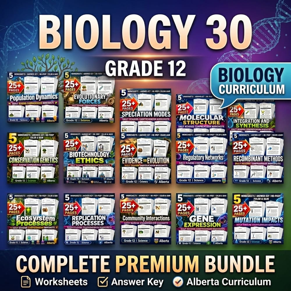 Biology 30 Reading Comprehension Skills Lesson Bundle – Grade 12 Science Alberta — bundle cover