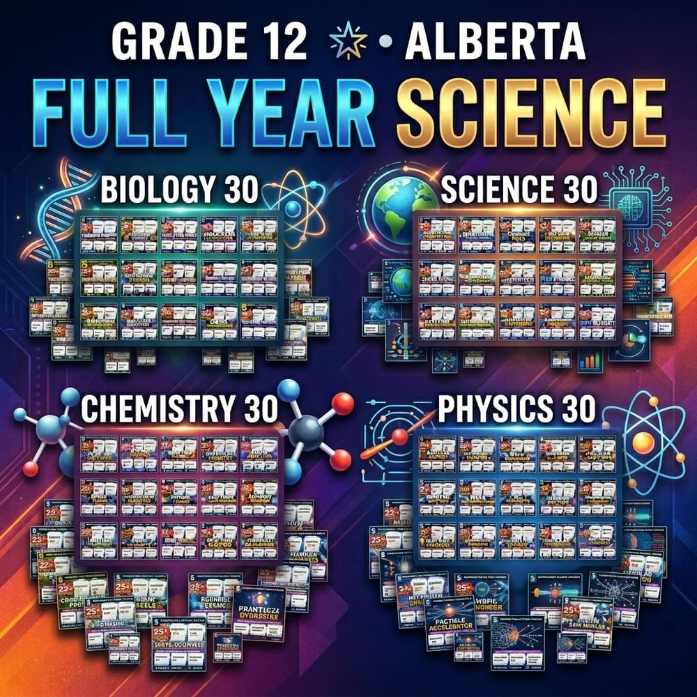 Grade 12 Science Full-Year Bundle | Alberta Daily Reading Worksheets — bundle cover
