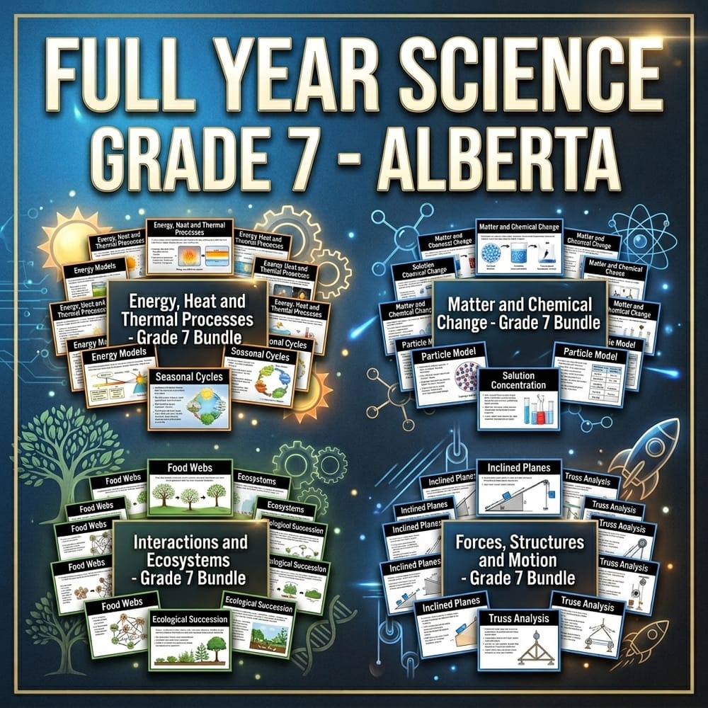 Grade 7 Science Full-Year Bundle | Alberta Daily Reading Worksheets