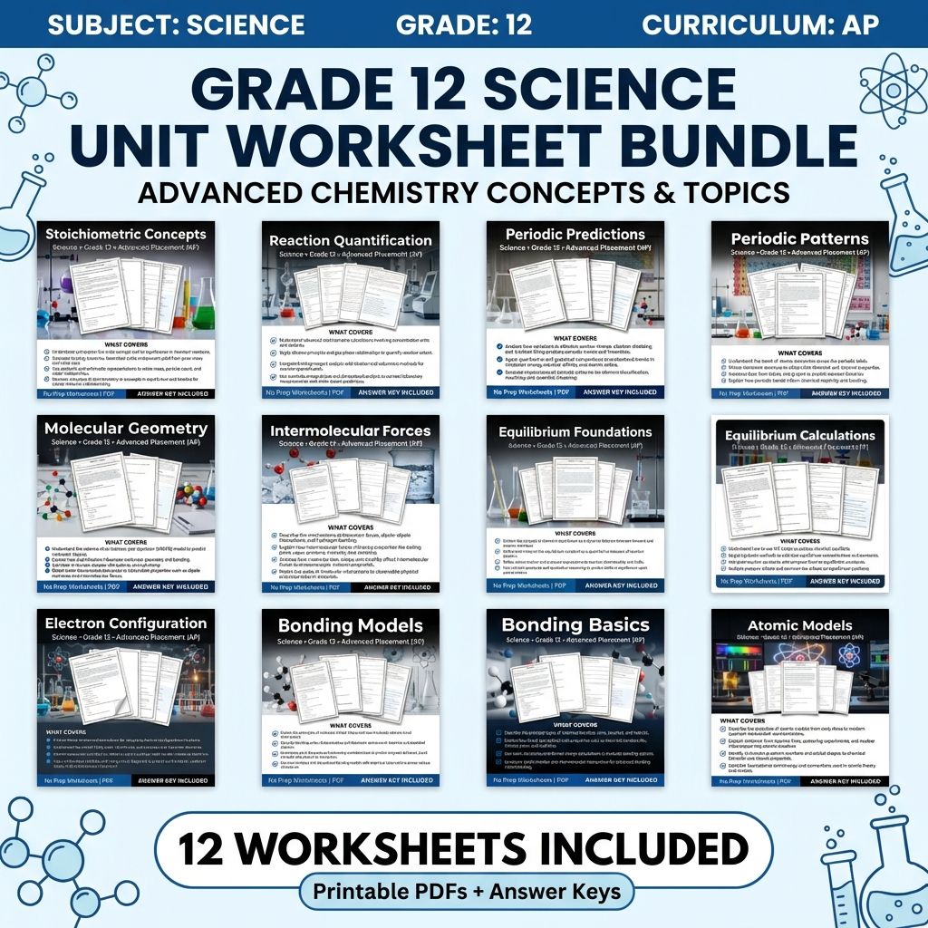 Grade 12 Science Unit Worksheet Bundle – Advanced Chemistry Concepts & Topics — bundle cover