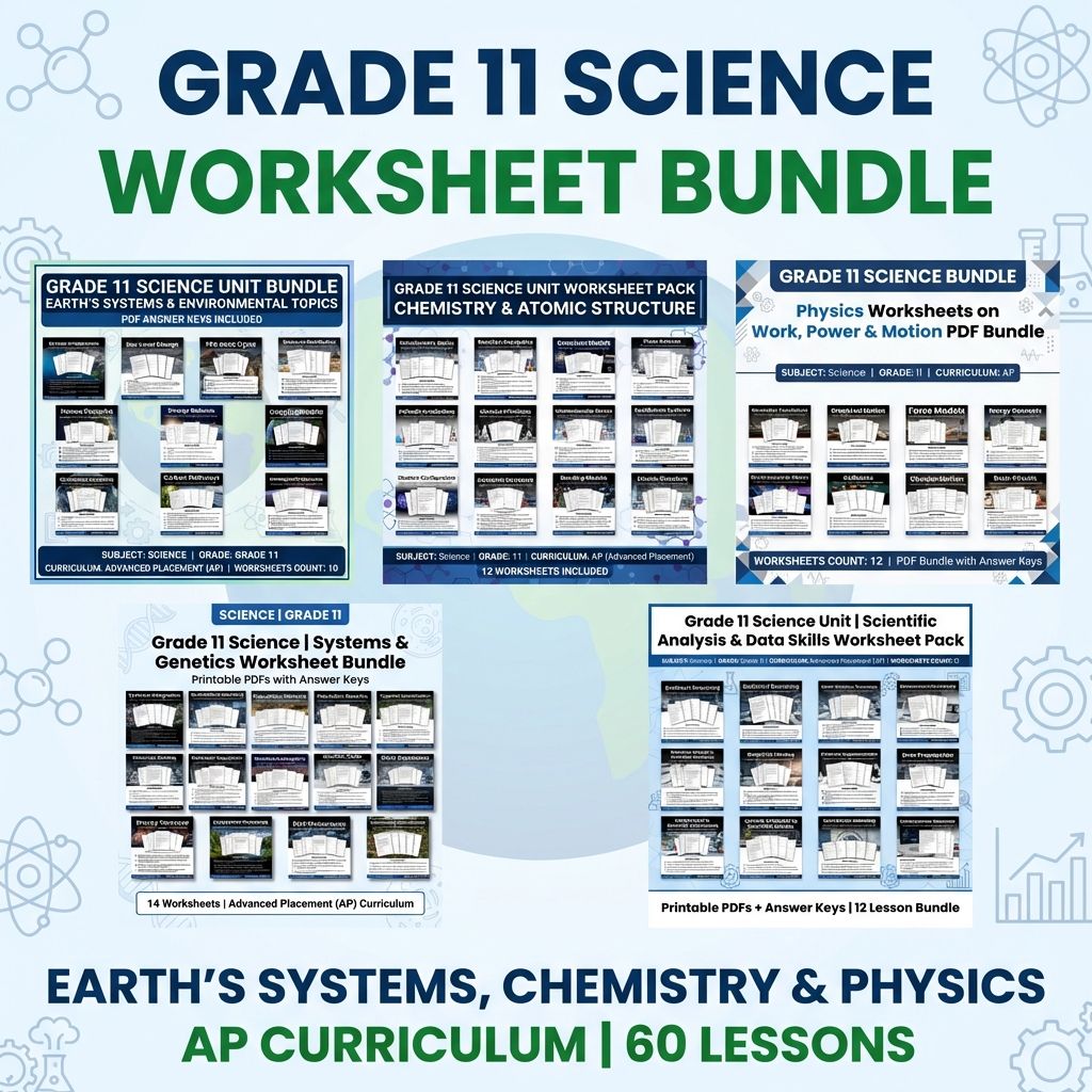 Grade 11 Science Worksheet Bundle | Earth's Systems, Chemistry & Physics — bundle cover