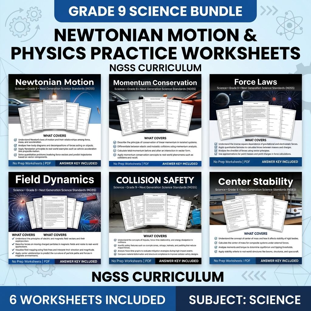 Grade 9 Science Unit Bundle – Newtonian Motion & Physics Practice Worksheets — bundle cover