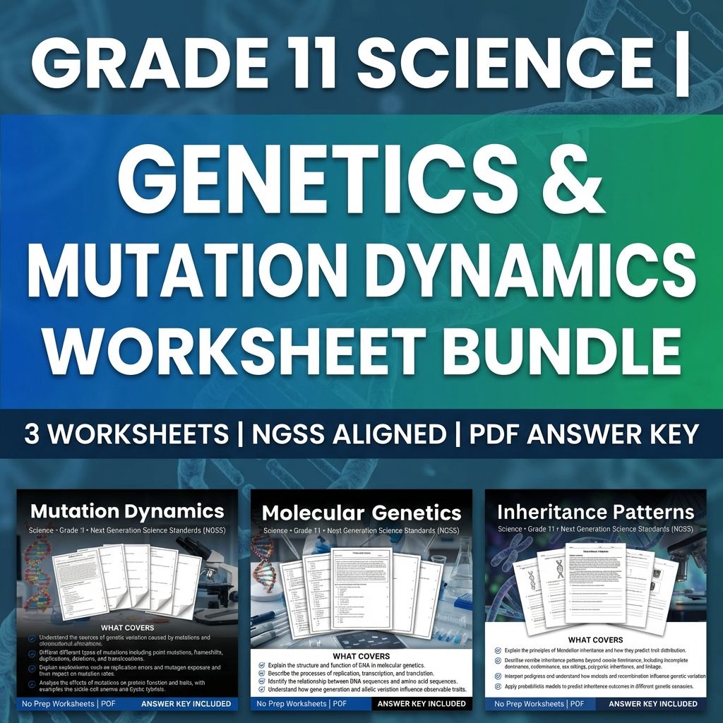 Grade 11 Science | Genetics & Mutation Dynamics Worksheet Bundle(PDF Answer Key) — bundle cover