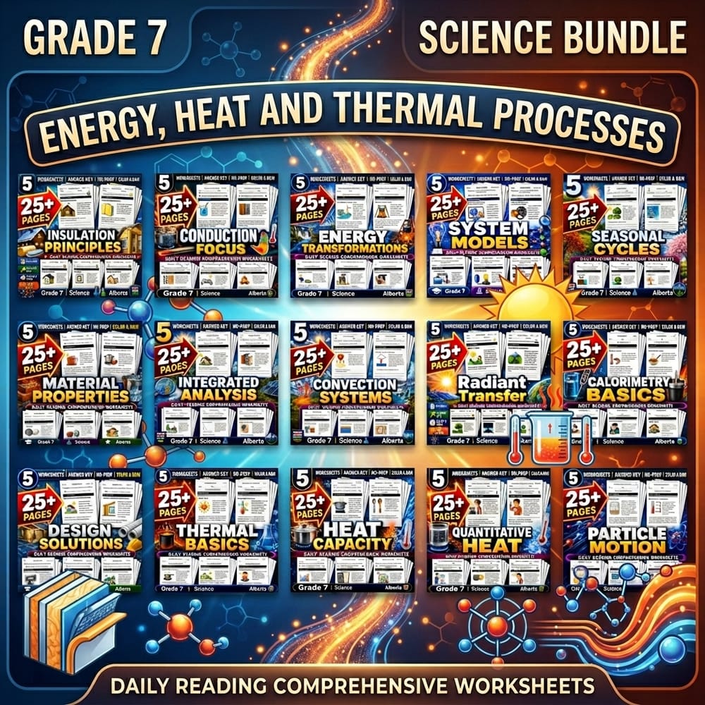 Energy, Heat and Thermal Processes Lesson Bundle: Grade 7 Science Alberta — bundle cover
