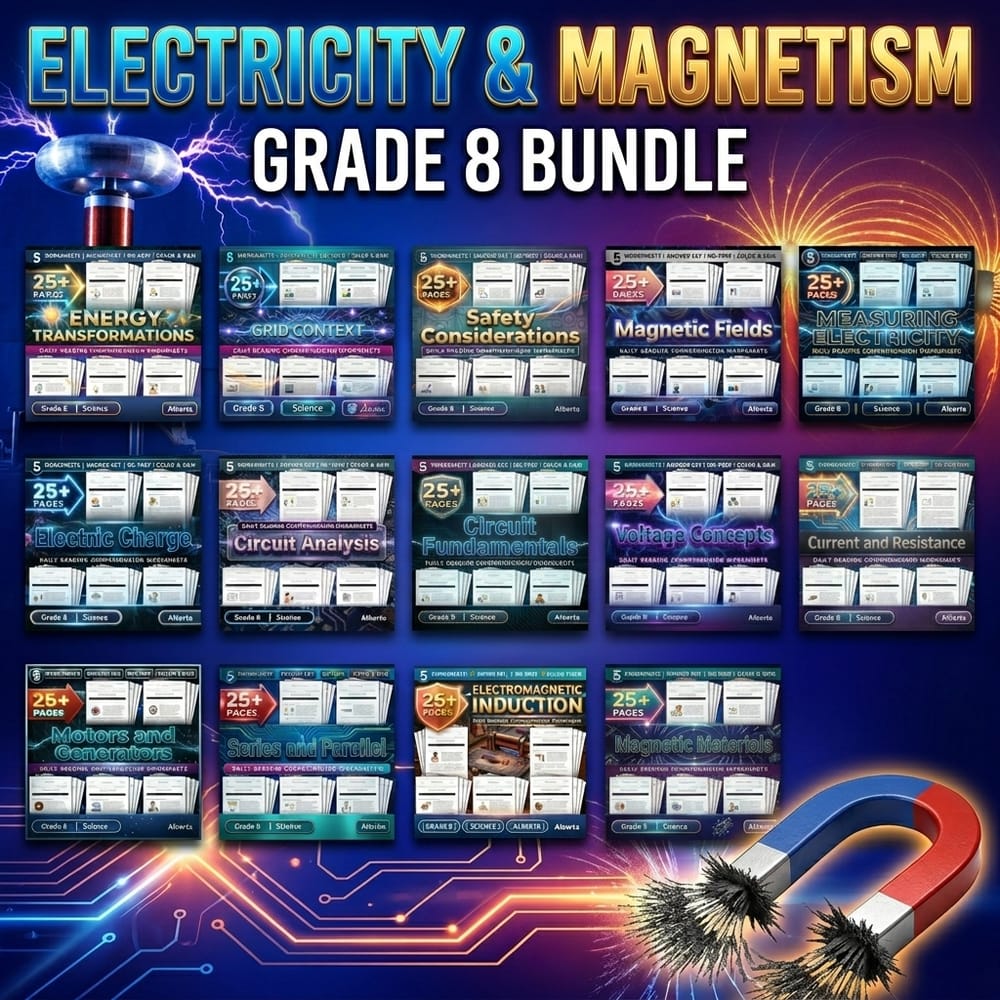 Electricity and Magnetism Lesson Bundle – Grade 8 Science Alberta — bundle cover