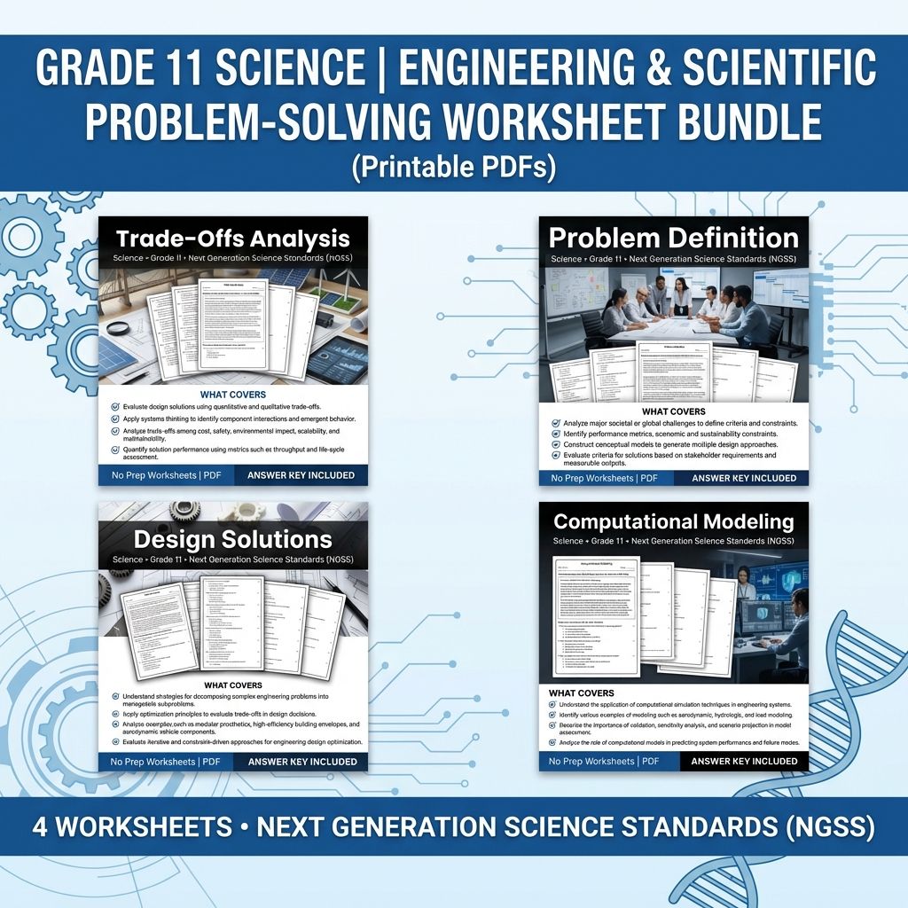 Grade 11 Science | Engineering & Scientific Problem-Solving Worksheet Bundle — bundle cover
