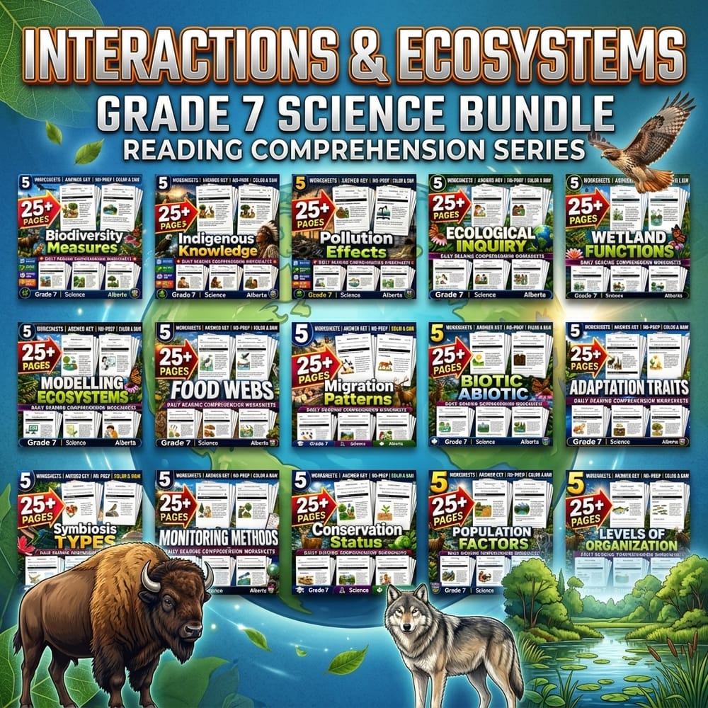 Interactions and Ecosystems Lesson Bundle Grade 7 Science – Alberta — bundle cover