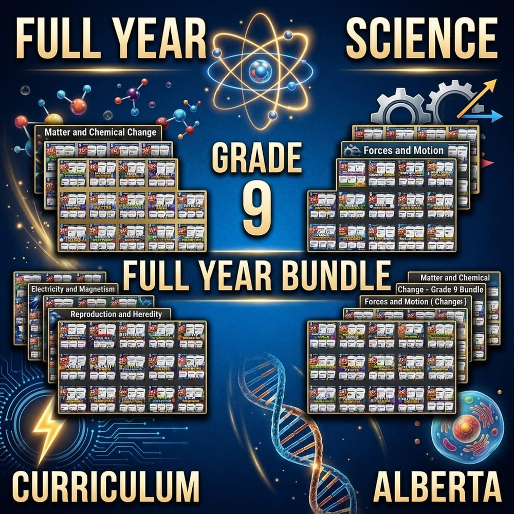 Grade 9 Science Full-Year Bundle | Alberta Daily Reading Worksheets — bundle cover