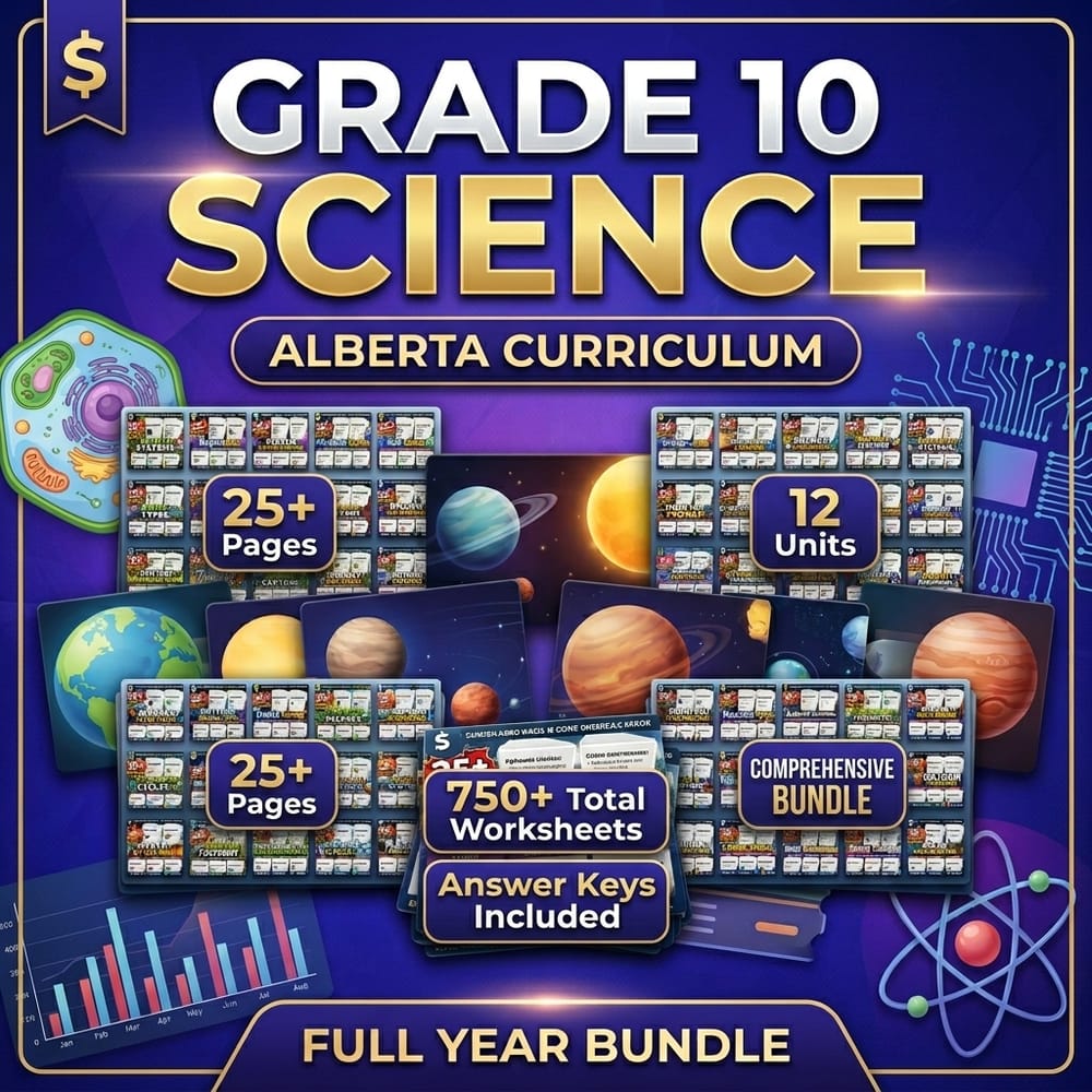 Grade 10 Science Daily Reading Worksheets Full-Year Bundle | Alberta — bundle cover