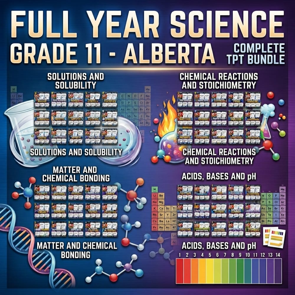 Grade 11 Science Daily Reading Comprehension Full-Year Bundle | Alberta — bundle cover