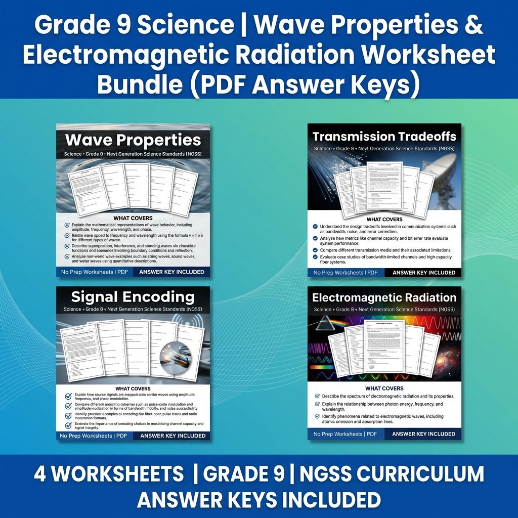 Grade 9 Science | Wave Properties & Electromagnetic Radiation Worksheet Bundle — bundle cover
