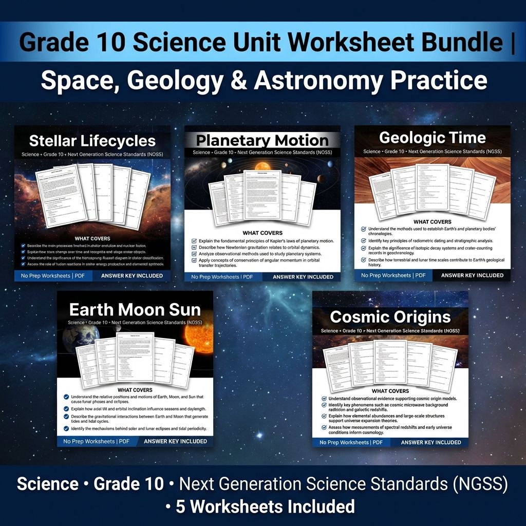 Grade 10 Science Unit Worksheet Bundle | Space, Geology & Astronomy Practice — bundle cover