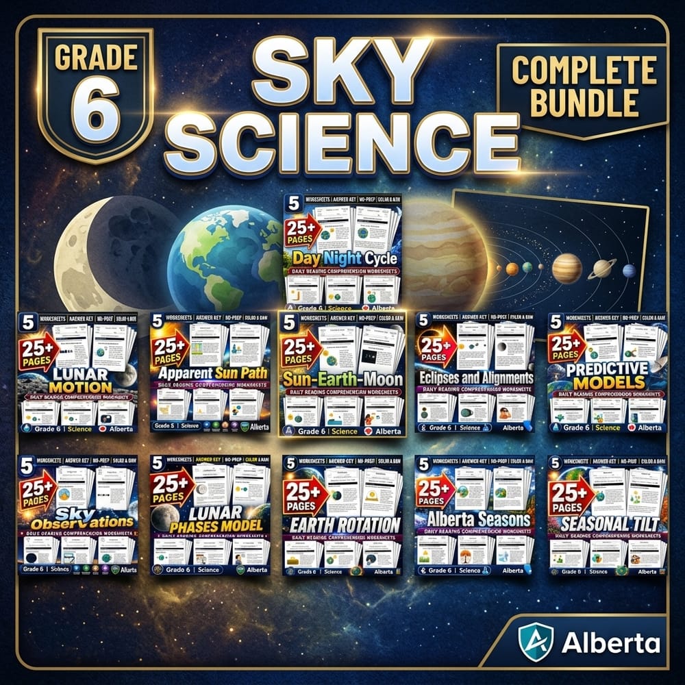 Sky Science Lesson Bundle | Grade 6 Science Daily Reading | Alberta — bundle cover
