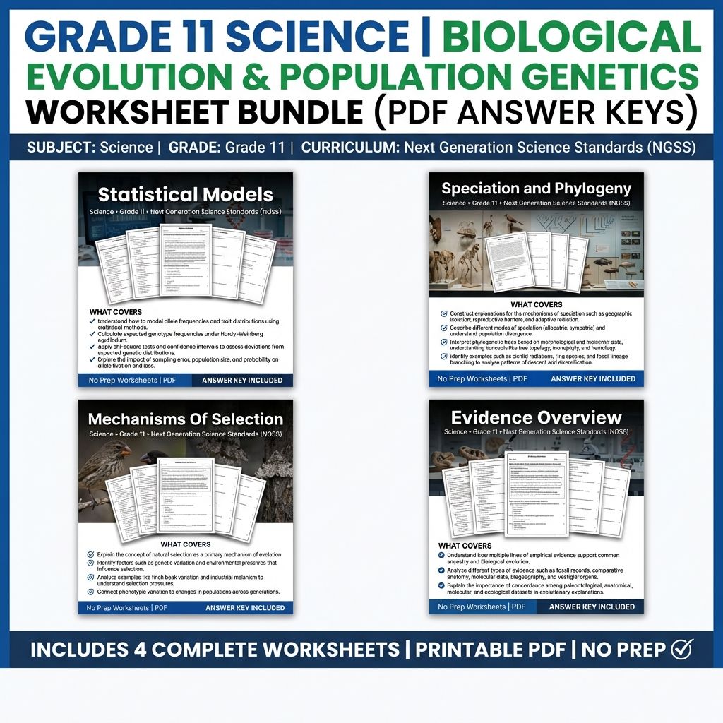 Grade 11 Science | Biological Evolution & Population Genetics Worksheet Bundle — bundle cover