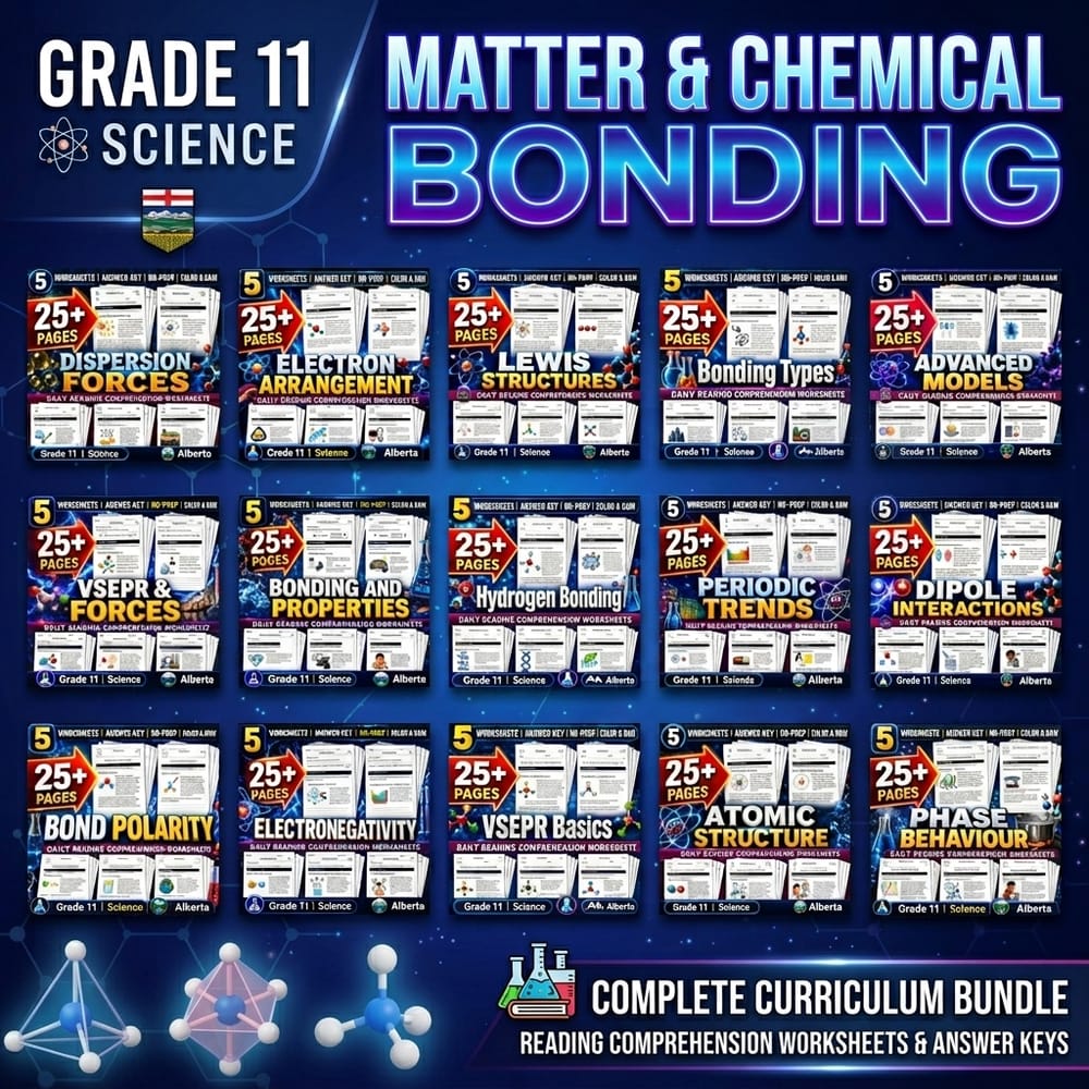 Matter and Chemical Bonding Lesson Bundle – Grade 11 Science Alberta — bundle cover