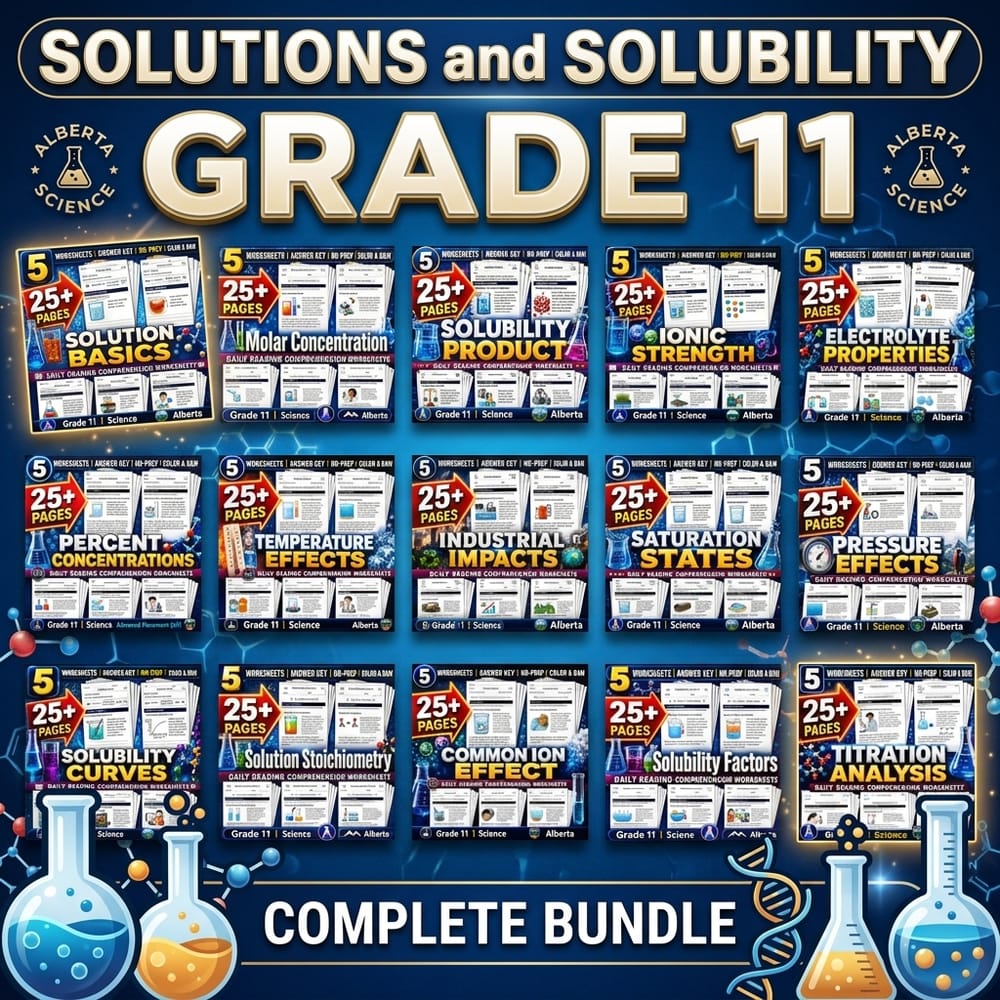 Solutions and Solubility Lesson Bundle – Grade 11 Science Alberta — bundle cover