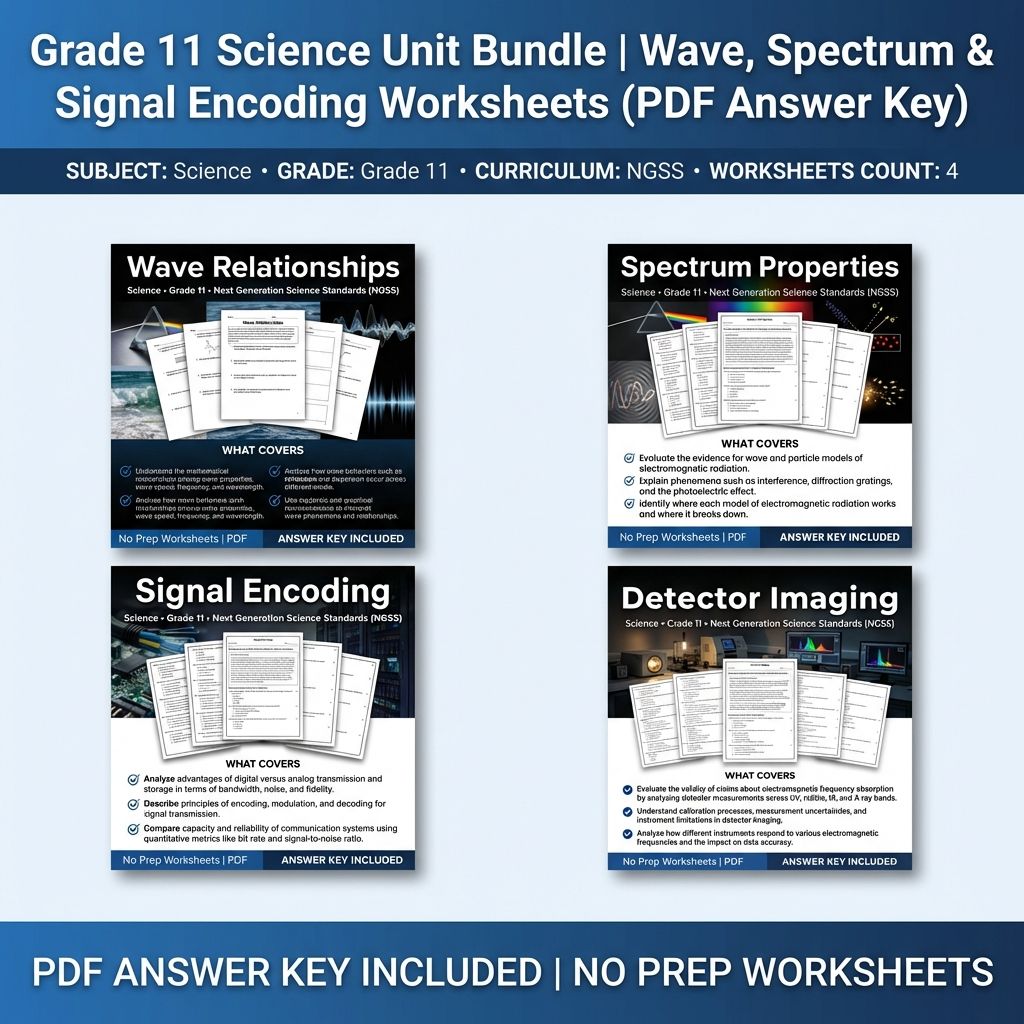Grade 11 Science Unit Bundle | Wave, Spectrum & Signal Encoding Worksheets — bundle cover