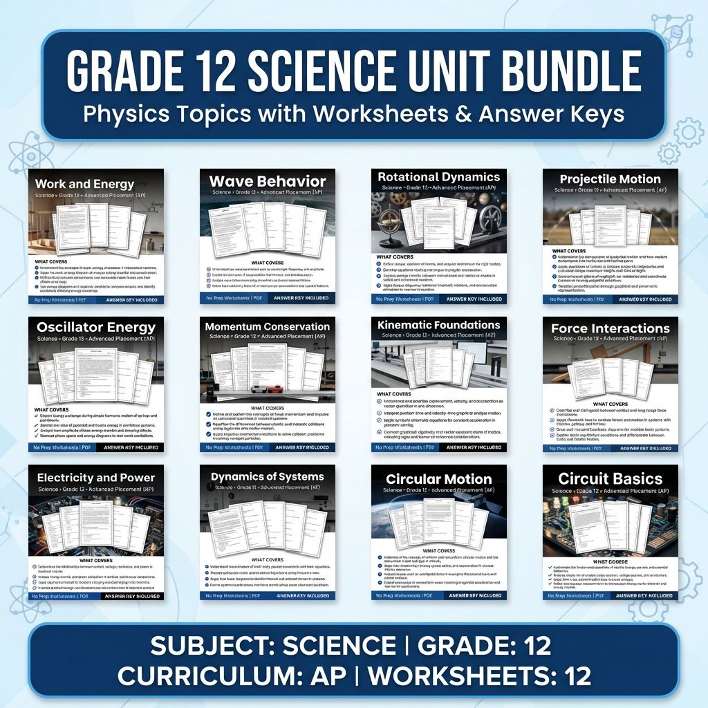 Grade 12 Science Unit Bundle – Physics Topics with Worksheets & Answer Keys — bundle cover