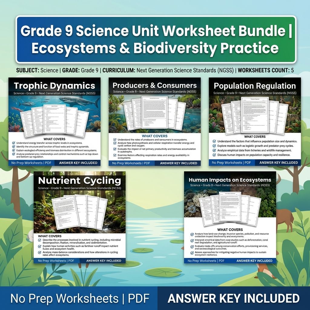 Grade 9 Science Unit Worksheet Bundle | Ecosystems & Biodiversity Practice — bundle cover