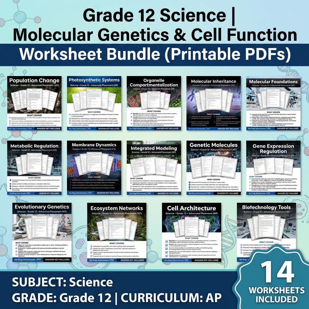 Grade 12 Science Unit Worksheet Bundle – Cell Biology, Genetics & Ecology — bundle cover