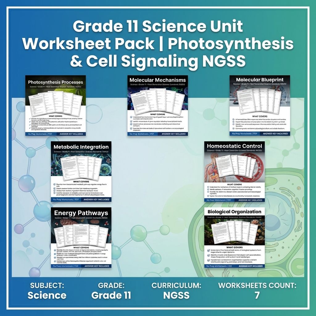 Grade 11 Science Unit Worksheet Pack | Photosynthesis & Cell Signaling NGSS — bundle cover