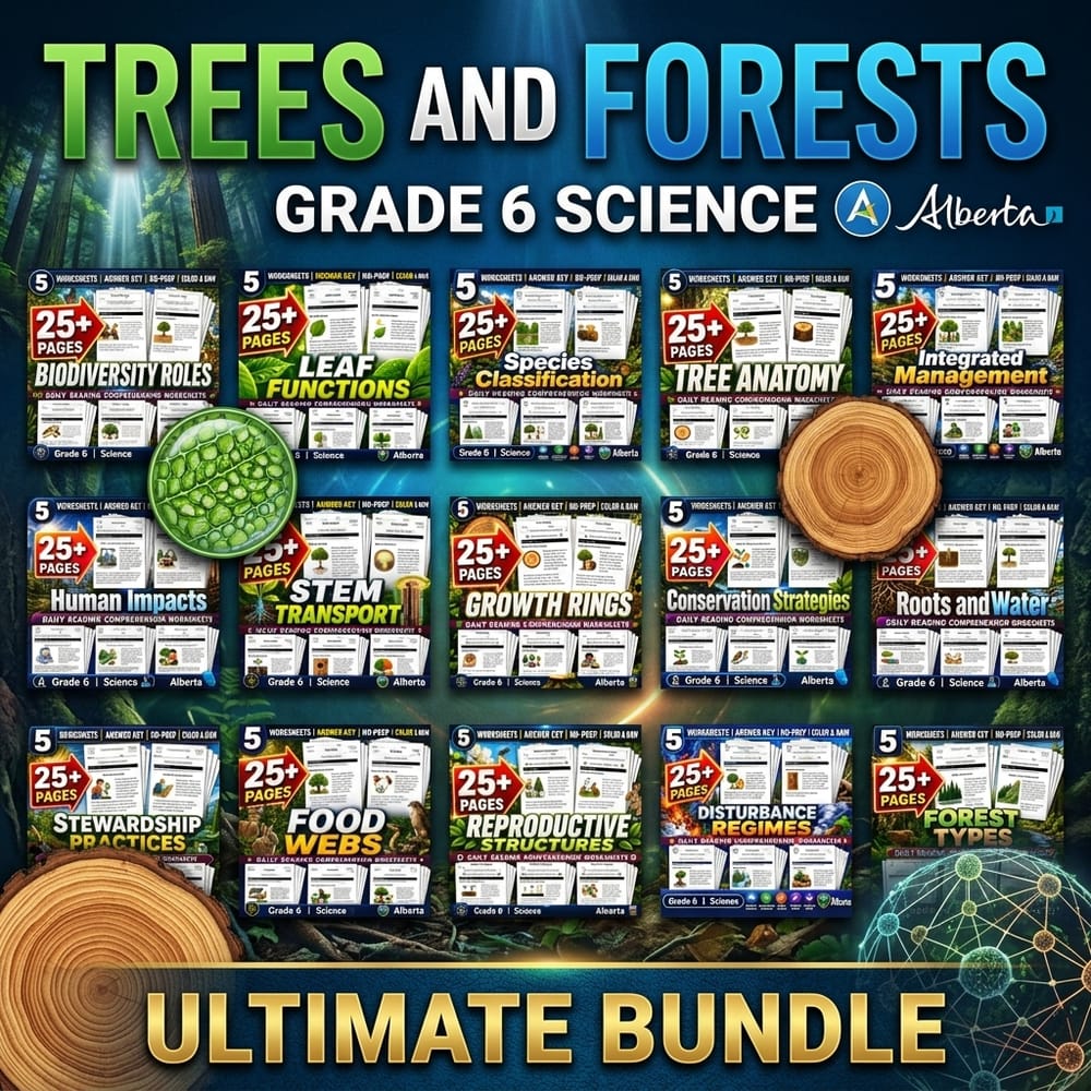 Trees and Forests Lesson Bundle | Grade 6 Science | Alberta — bundle cover