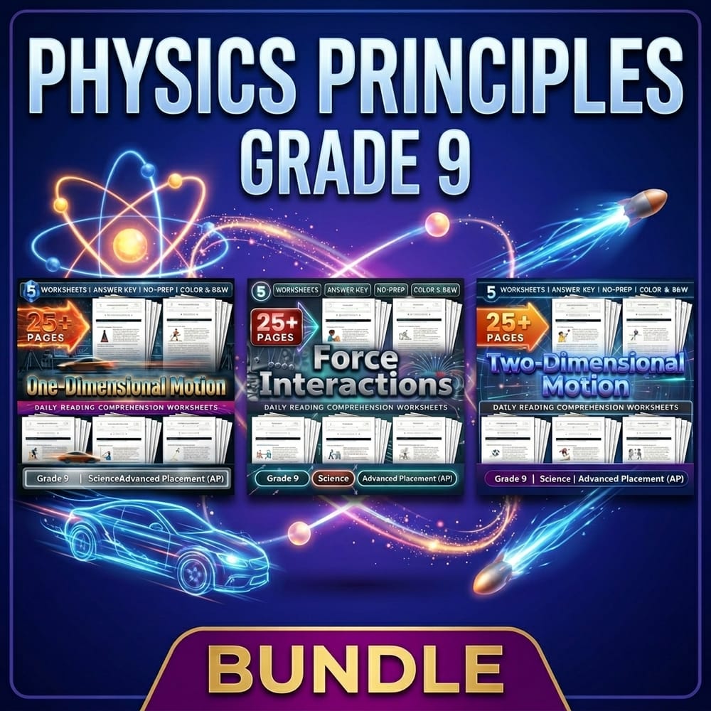 Physics Principles Lesson Bundle – Grade 9 Science Advanced Placement — bundle cover