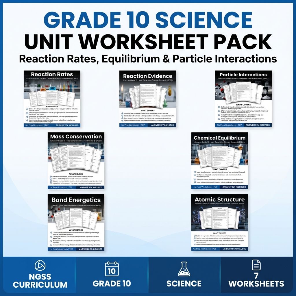 Grade 10 Science UNIT Worksheet Pack| Reaction Rates, Equilibrium & Interactions — bundle cover