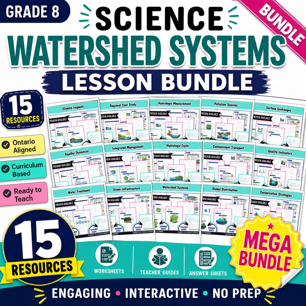 Grade 8 Science Watershed Systems Lesson Bundle | Ontario Framework — bundle cover