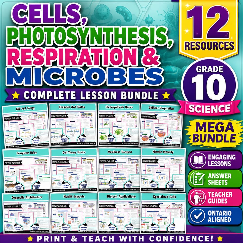 Cells, Photosynthesis, Respiration & Microbes Lesson Bundle – Grade 10 Science — bundle cover