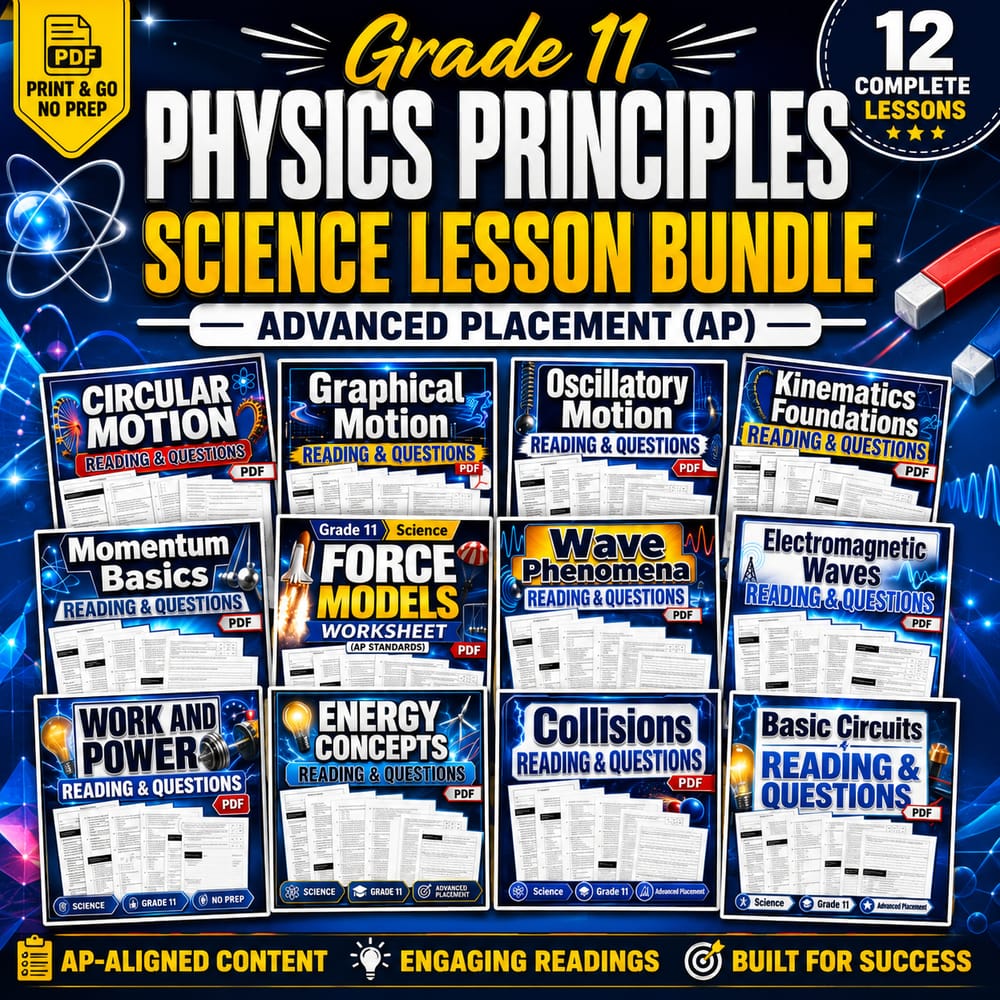 Grade 11 Physics Principles Science Lesson Bundle | Advanced Placement (AP) — bundle cover