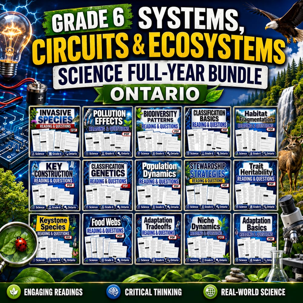 Grade 6 Systems, Circuits & Ecosystems Science Full-Year Bundle (Ontario) — bundle cover