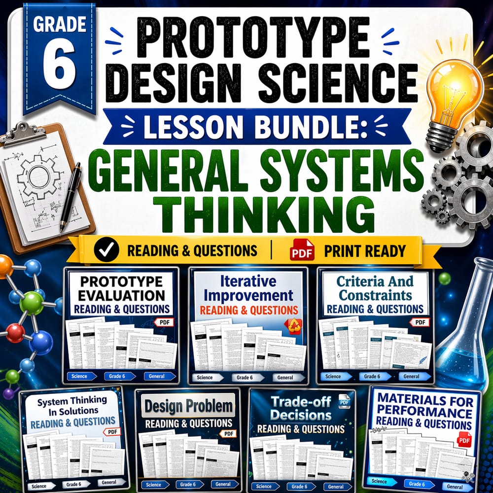 Grade 6 Prototype Design Science Lesson Bundle: General Systems Thinking — bundle cover