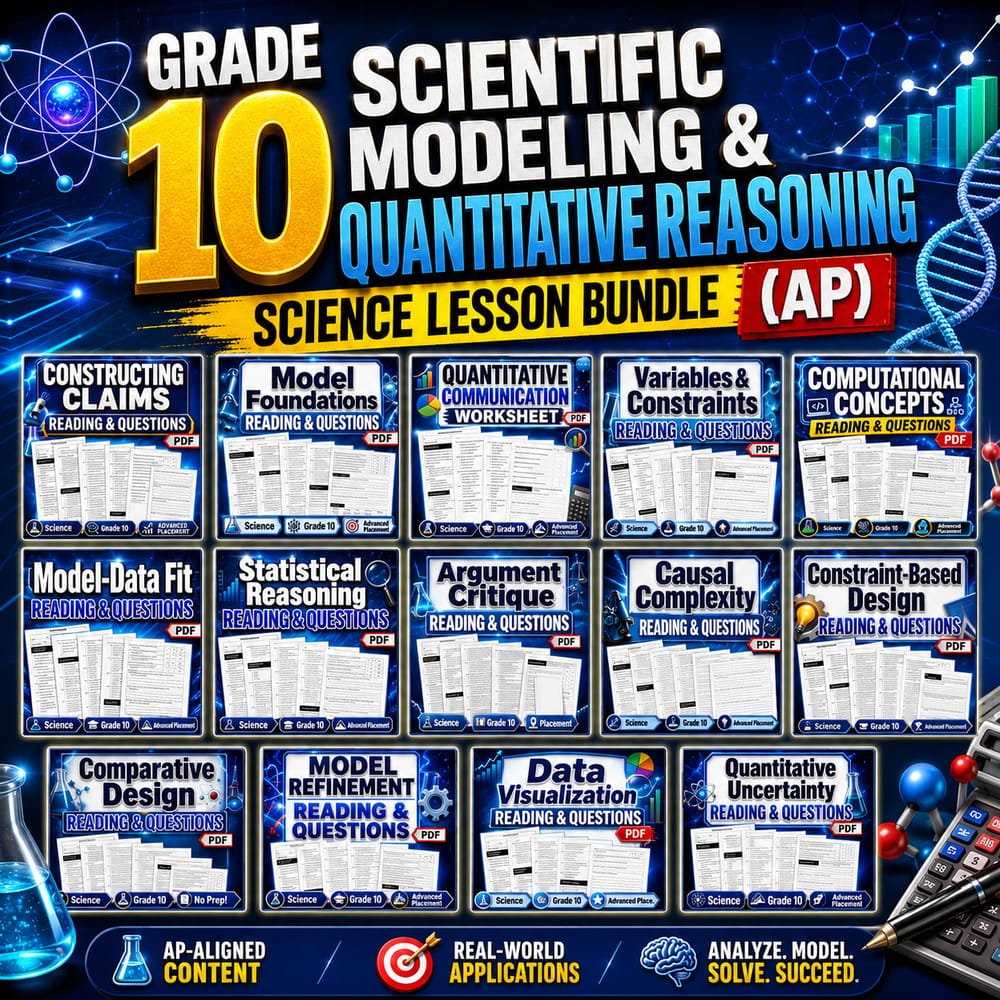 Grade 10 Scientific Modeling & Quantitative Reasoning Science Lesson Bundle (AP) — bundle cover