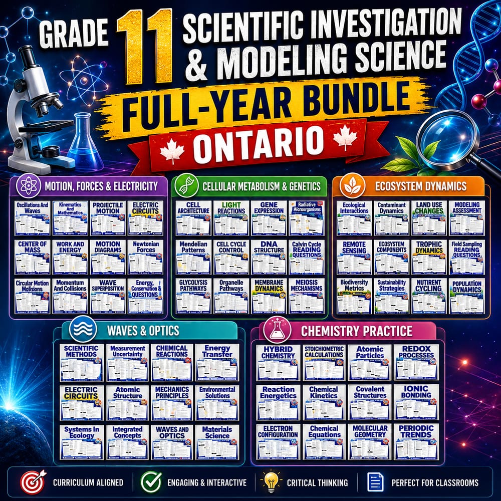 Grade 11 Scientific Investigation & Modeling Science full-year bundle: Ontario — bundle cover