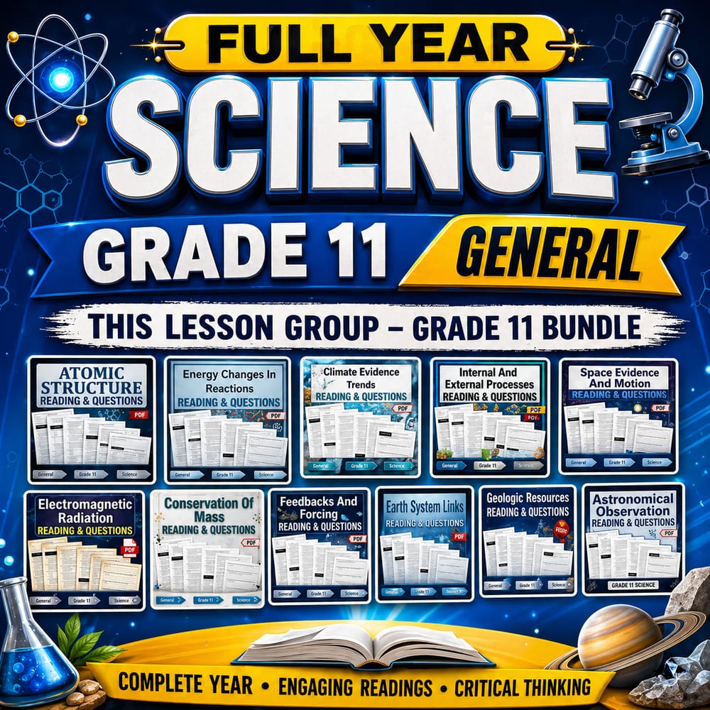 Grade 11 Space Evidence & Motion Science Full-Year Bundle (General) — bundle cover
