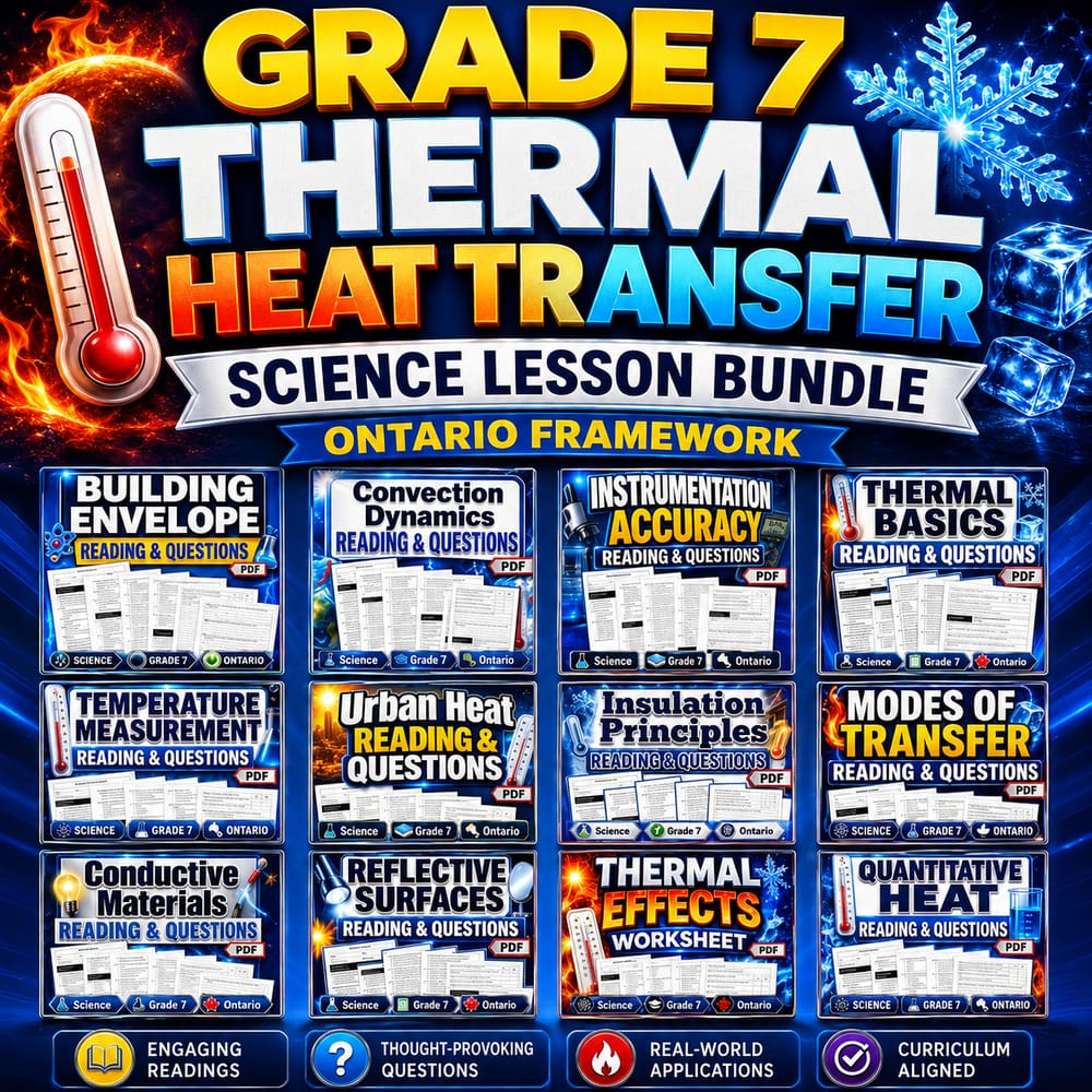 Grade 7 Thermal Heat Transfer Science Lesson Bundle: Ontario Framework — bundle cover