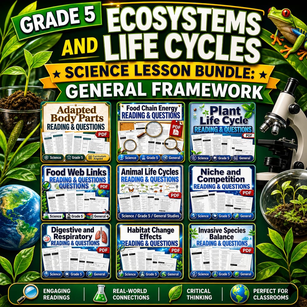 Grade 5 Ecosystems and Life Cycles Science Lesson Bundle: General — bundle cover