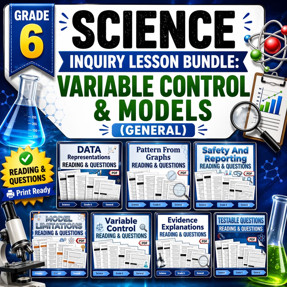 Grade 6 Science Inquiry Lesson Bundle: Variable Control & Models (General) — bundle cover