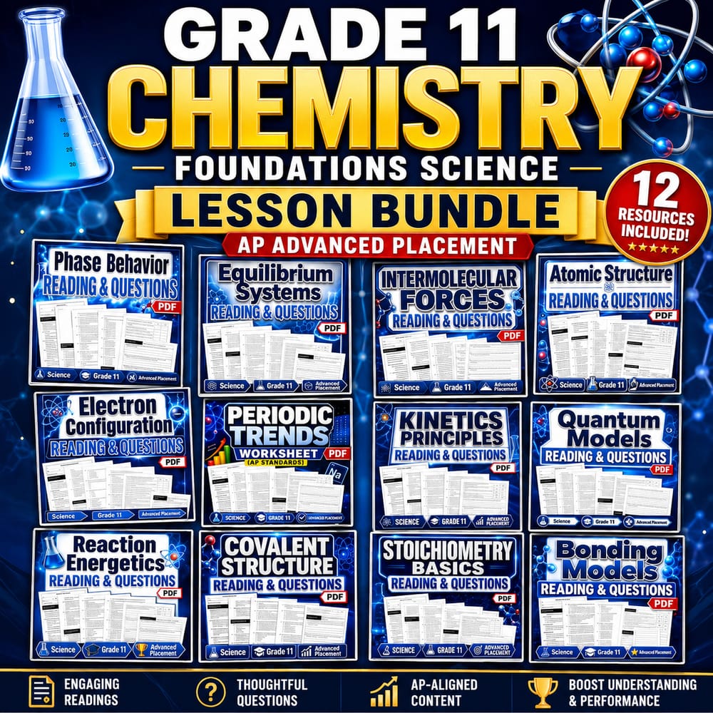 Grade 11 Chemistry Foundations Science Lesson Bundle: AP Advanced Placement — bundle cover