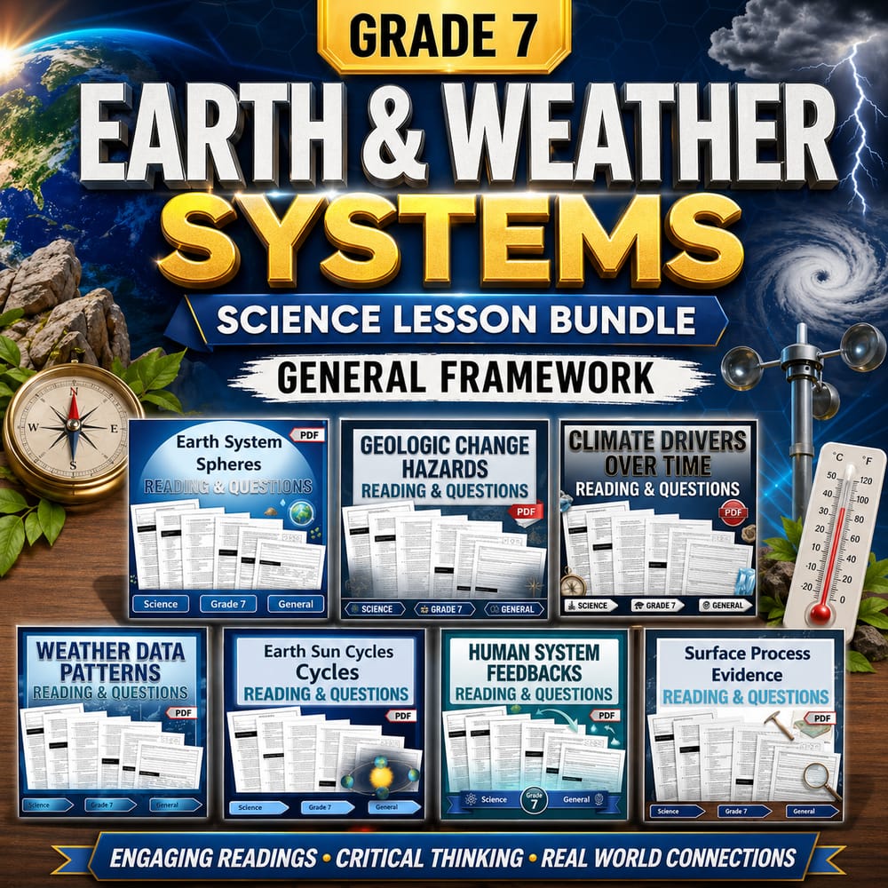 Earth & Weather Systems: Grade 7 Science Lesson Bundle (General Framework) — bundle cover