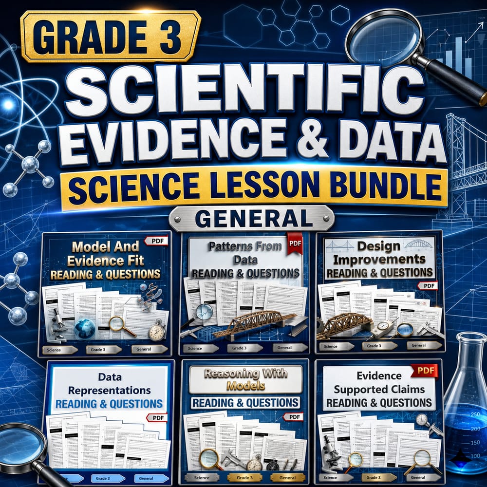Grade 3 Scientific Evidence & Data Science Lesson Bundle: General — bundle cover