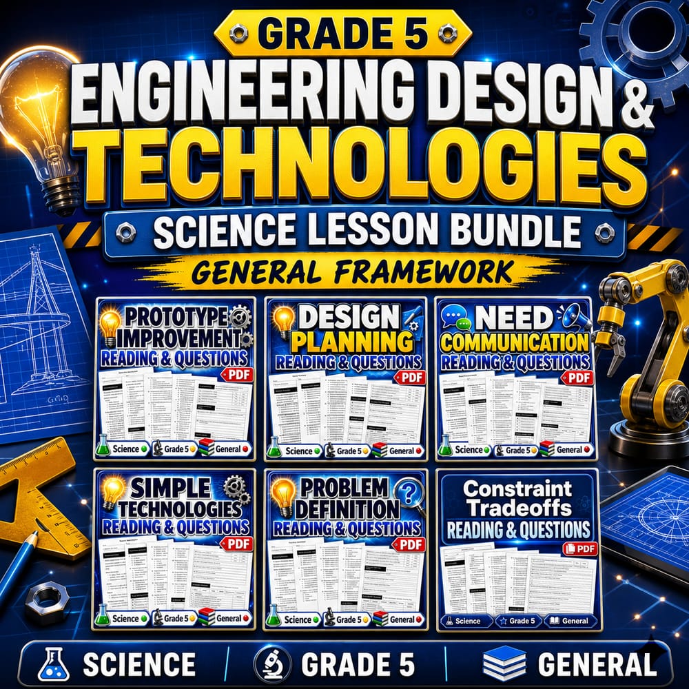Grade 5 Engineering Design & Technologies Science Lesson Bundle: General — bundle cover
