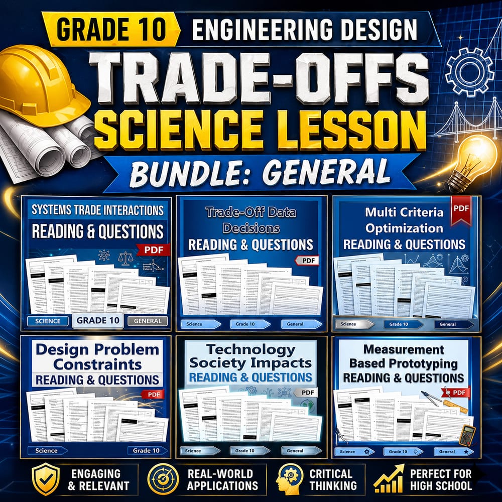 Grade 10 Engineering Design Trade-Offs Science Lesson Bundle: General — bundle cover