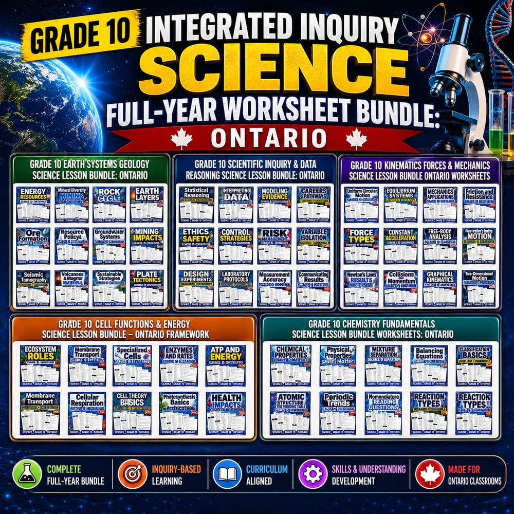 Grade 10 Integrated Inquiry Science Full-Year Worksheet Bundle: Ontario — bundle cover