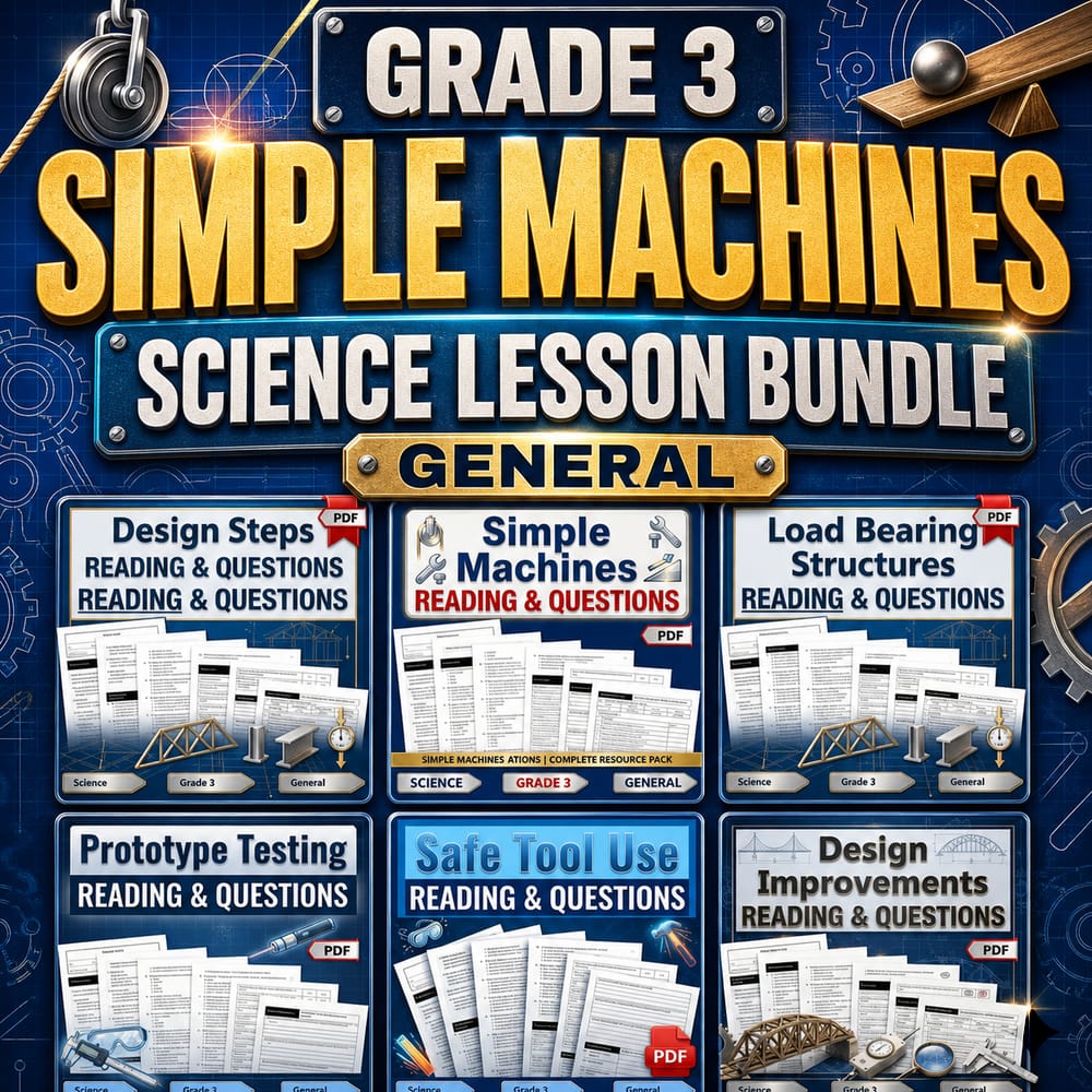 Grade 3 Simple Machines Science Lesson Bundle: General — bundle cover