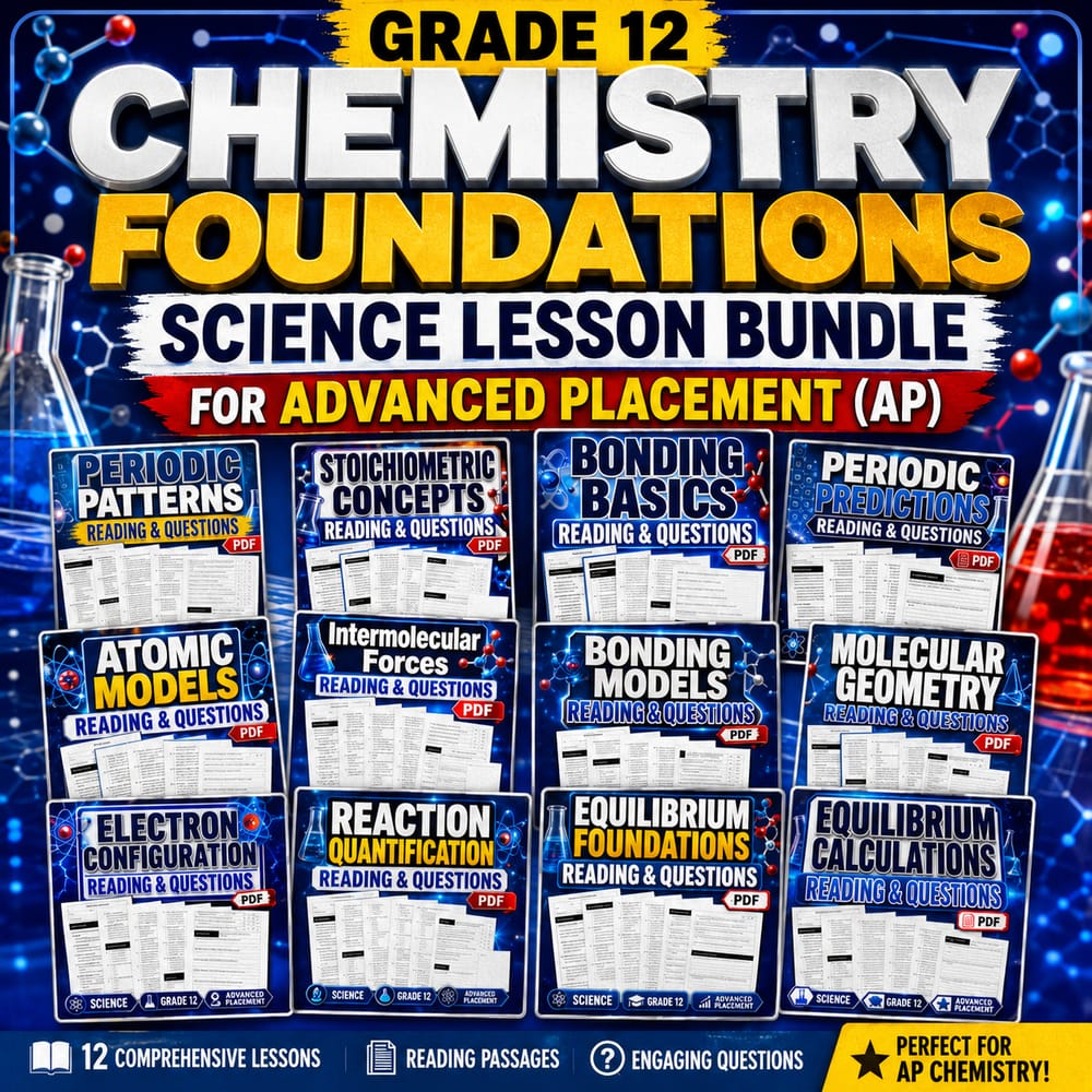 Grade 12 Chemistry Foundations Science Lesson Bundle for Advanced Placement (AP) — bundle cover