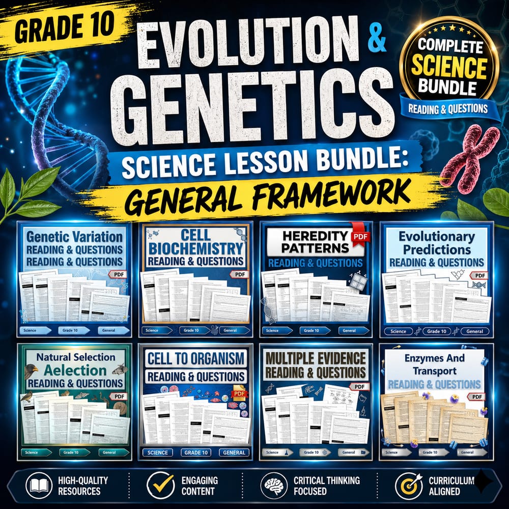 Grade 10 Evolution & Genetics Science Lesson Bundle: General Framework — bundle cover