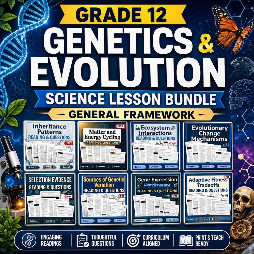 Grade 12 Genetics & Evolution Science Lesson Bundle, General Framework — bundle cover