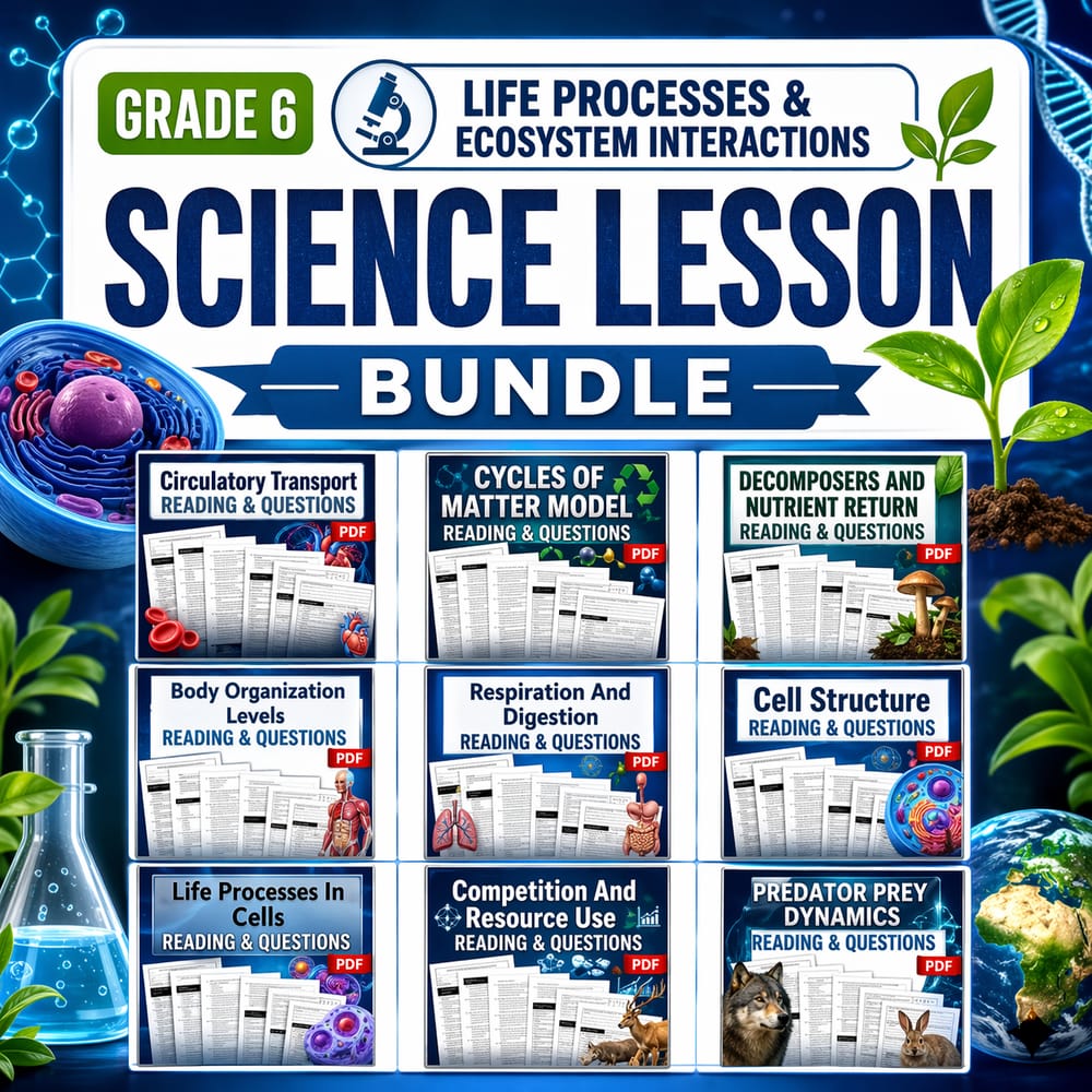 Grade 6 Life Processes & Ecosystem Interactions Science Lesson Bundle: General — bundle cover